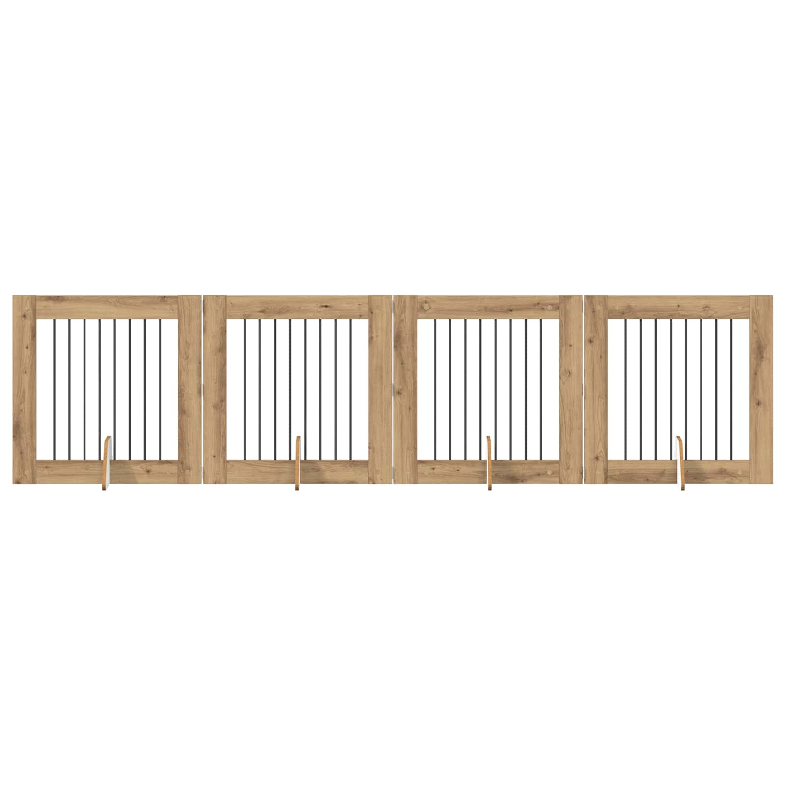 Dog Gate with Stands 4 pcs Artisan Oak 80 x 80 cm