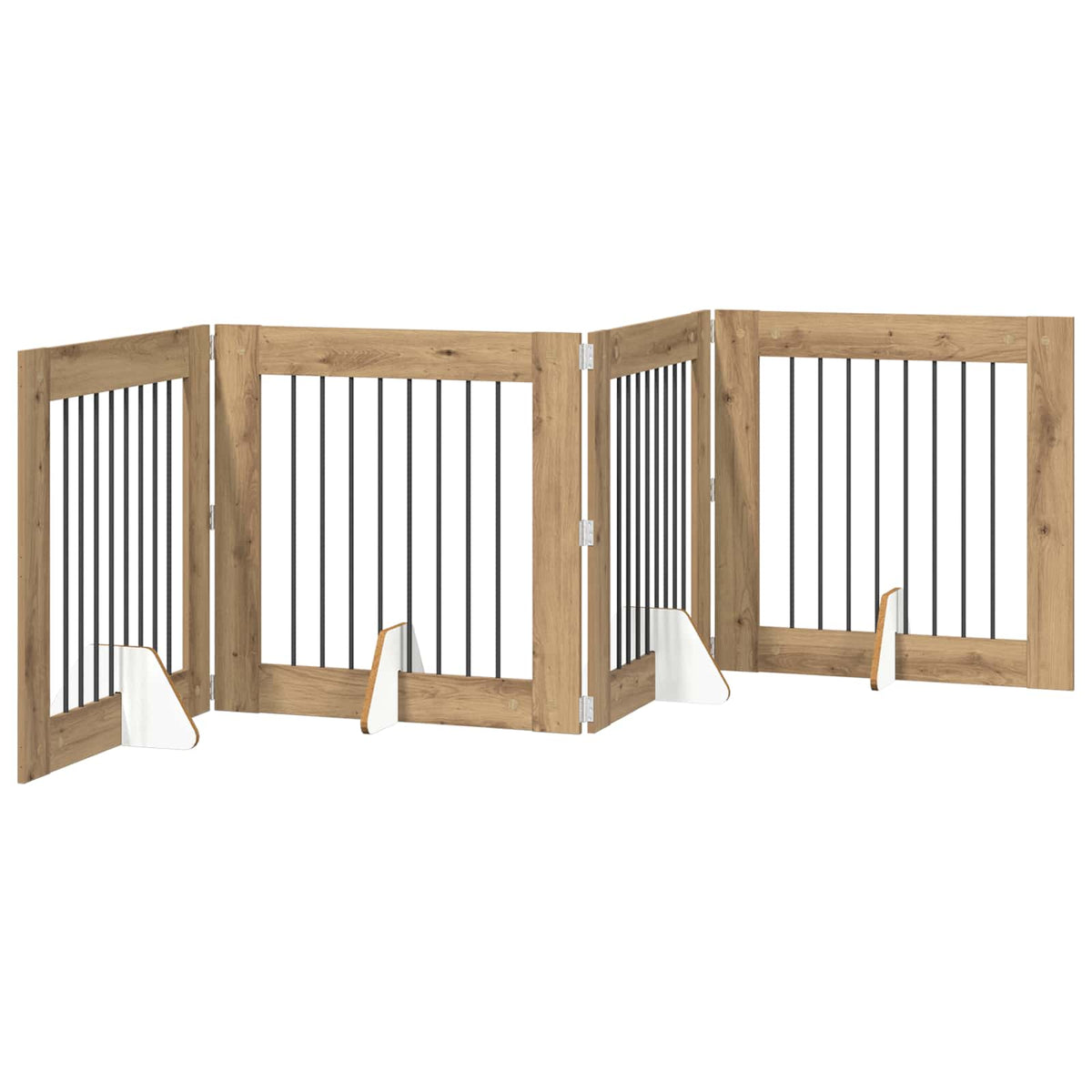 Dog Gate with Stands 4 pcs Artisan Oak 80 x 80 cm
