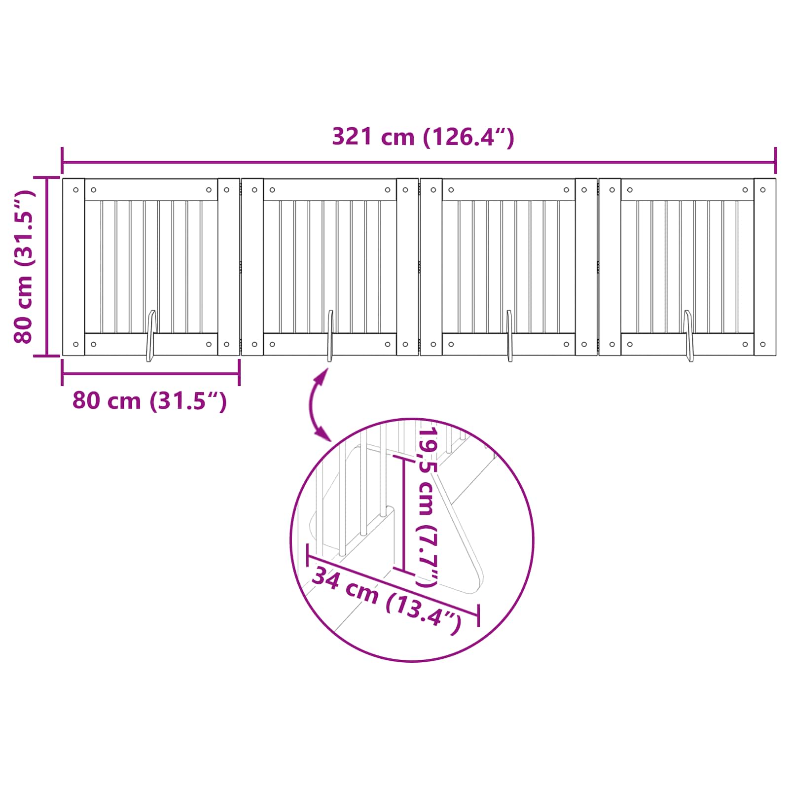 Dog Gate with Stands 4 pcs Artisan Oak 80 x 80 cm