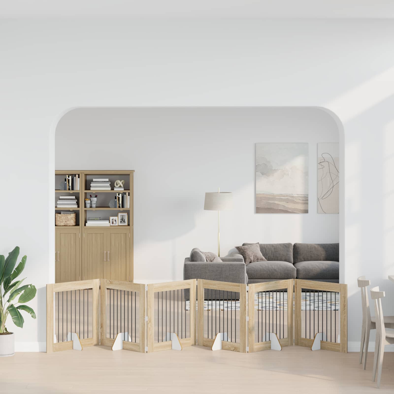 Dog Gate with Stands 6 pcs Sonoma Oak 80 x 80 cm