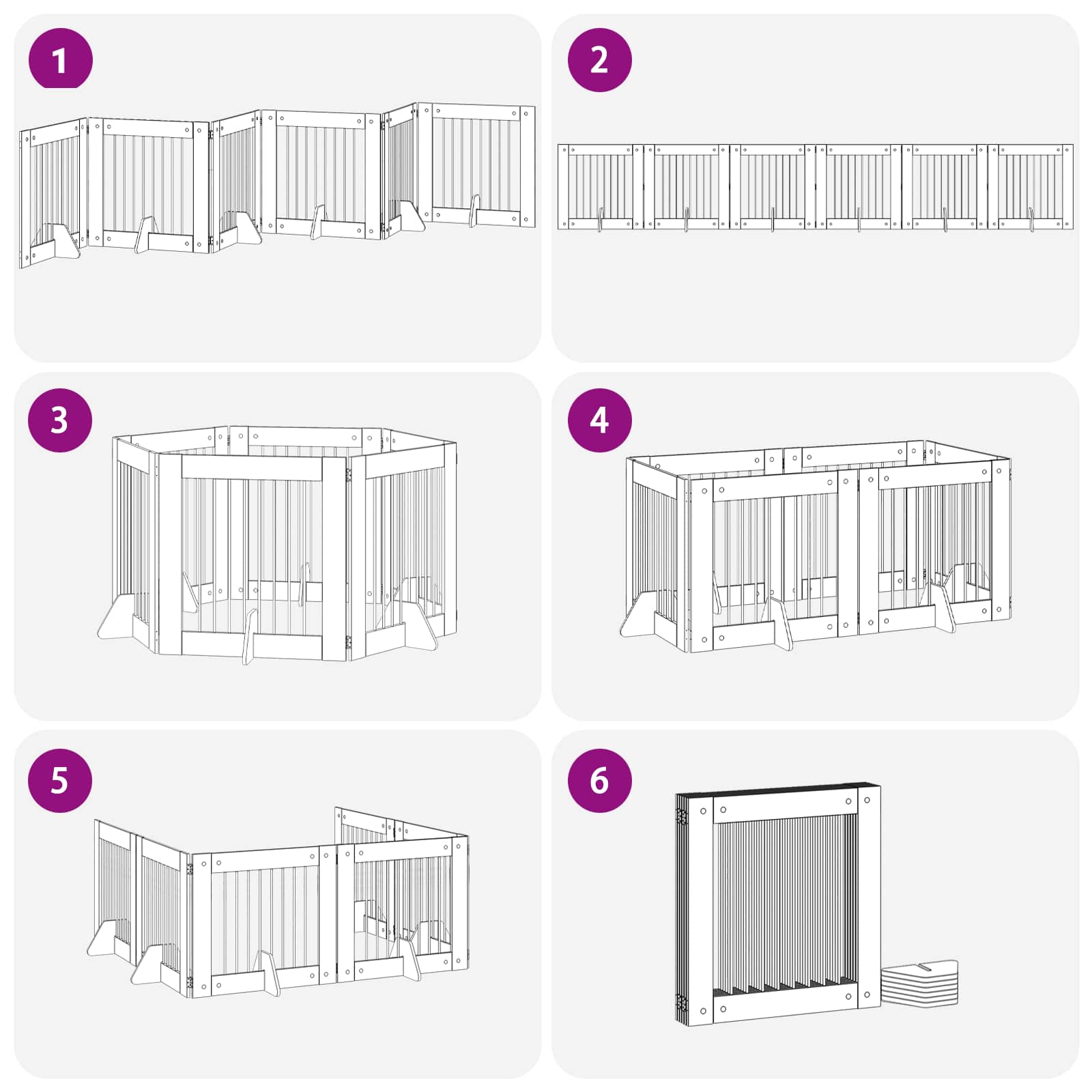 Foldable Dog Gate with Stands 6 pcs Sonoma Oak 482 cm