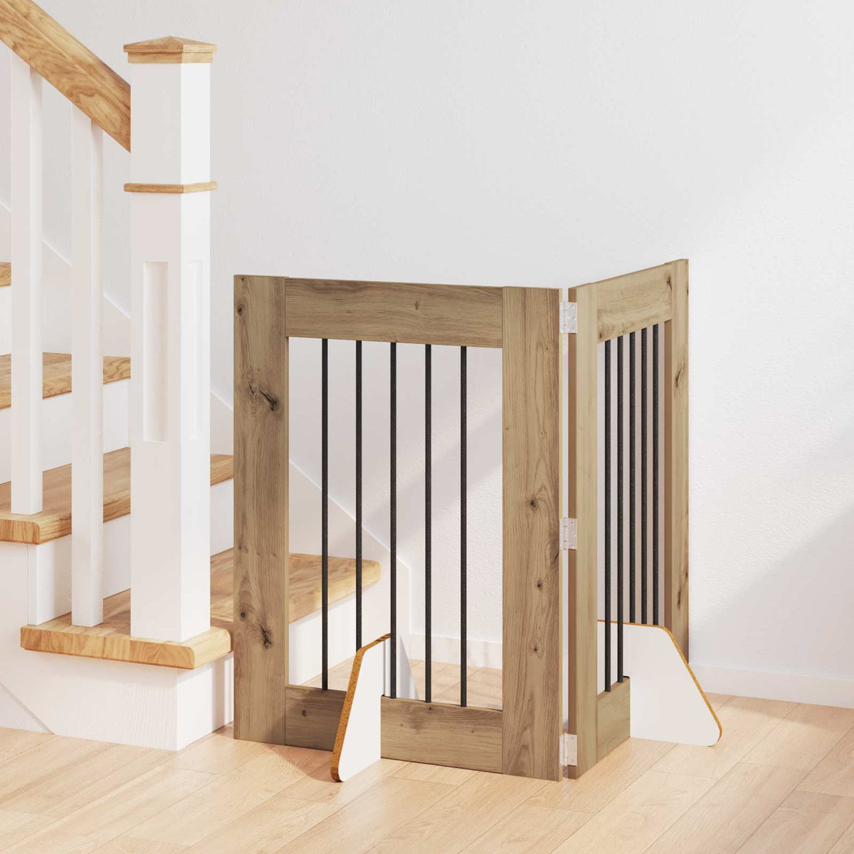 Dog Gate with Stands 2 pcs Artisan Oak 60 x 80 cm