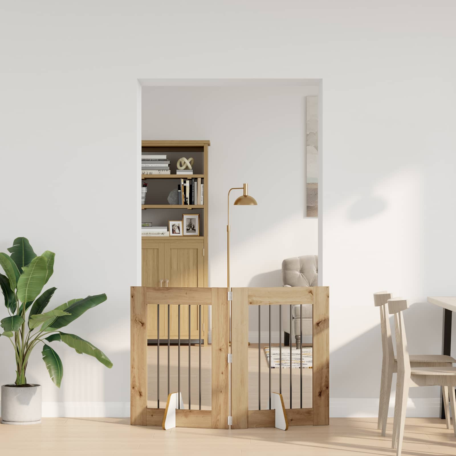 Dog Gate with Stands 2 pcs Artisan Oak 60 x 80 cm