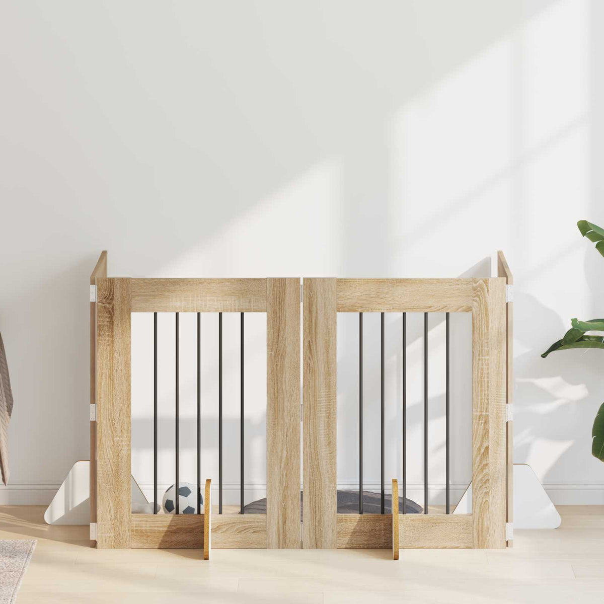 Dog Gate with Stands 4 pcs Sonoma Oak 60 x 80 cm