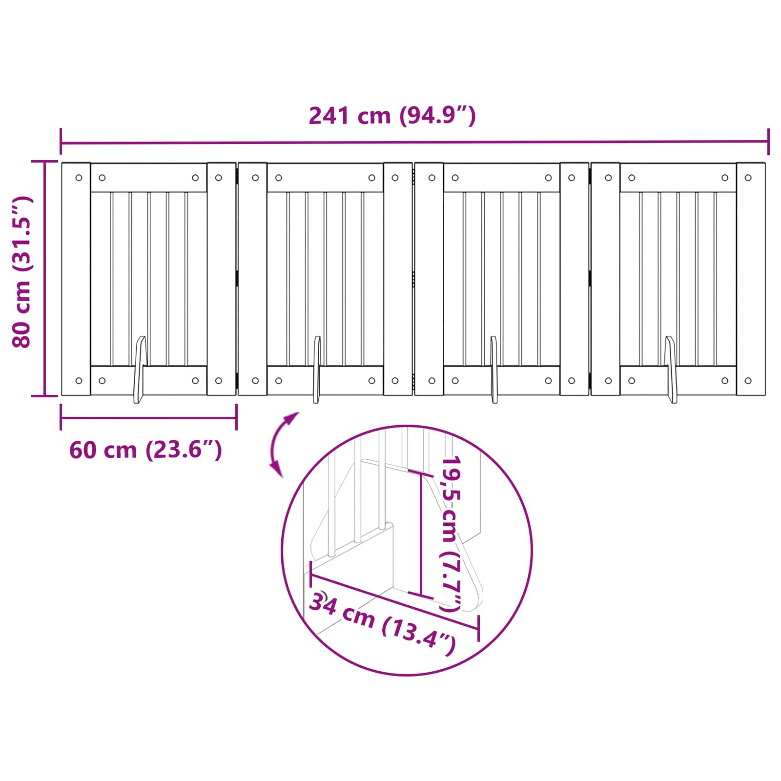 Foldable Dog Gate with Stands 4 pcs Sonoma Oak 241 cm