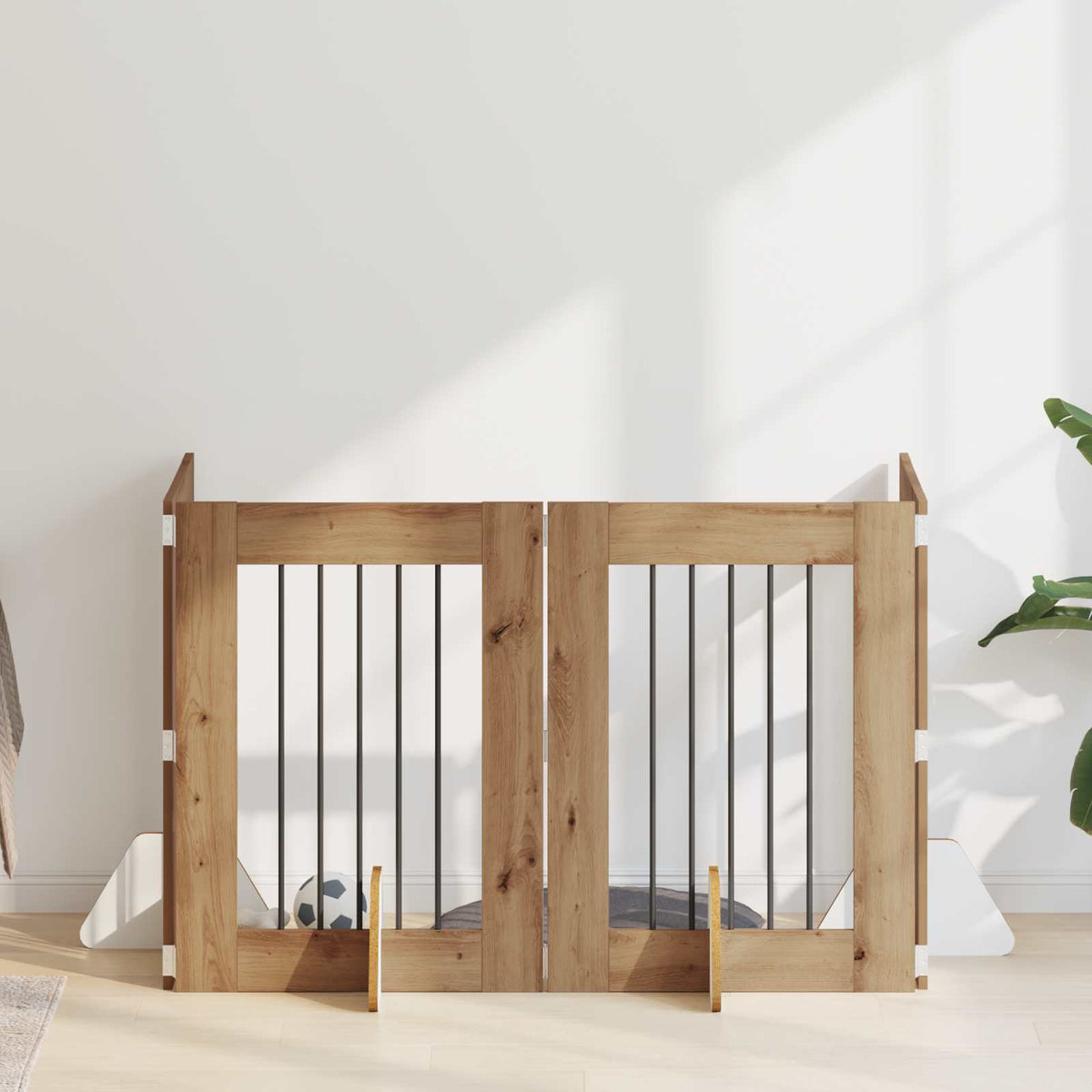 Dog Gate with Stands 4 pcs Artisan Oak 60 x 80 cm