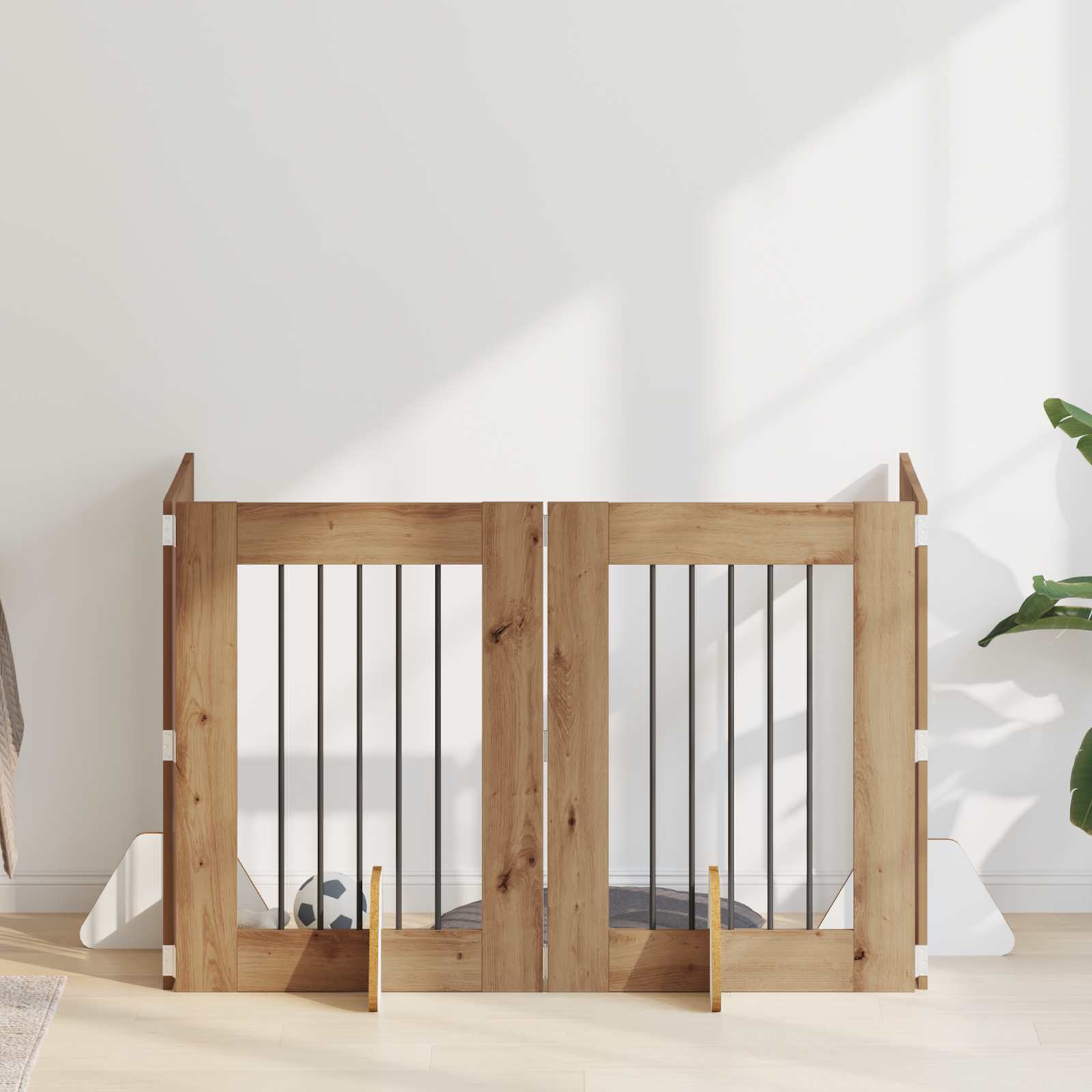 Dog Gate with Stands 4 pcs Artisan Oak 60 x 80 cm