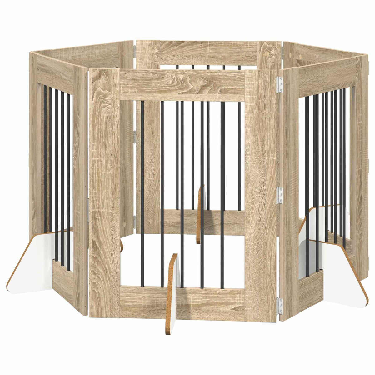 Dog Gate with Stands 6 pcs Sonoma Oak 60 x 80 cm