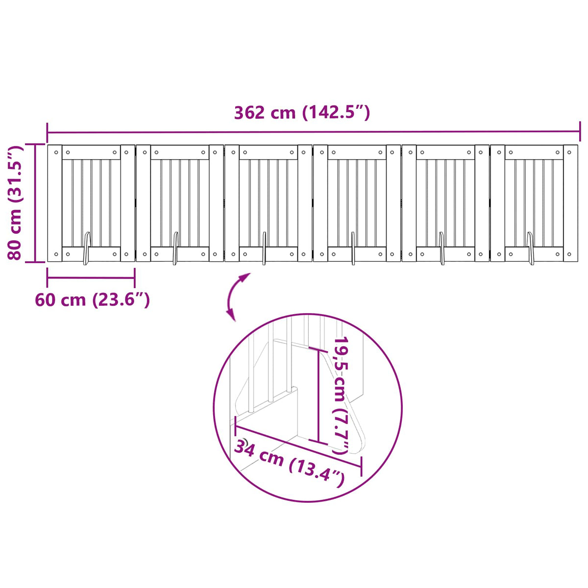 Foldable Dog Gate with Stands 6 pcs Sonoma Oak 362 cm