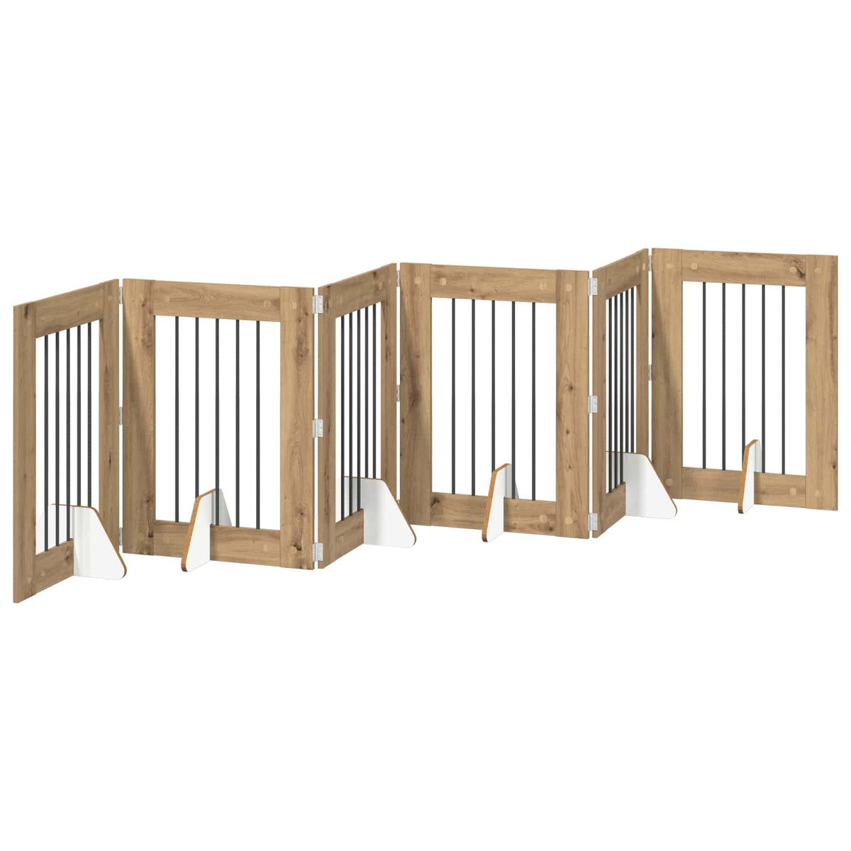 Dog Gate with Stands 6 pcs Artisan Oak 60 x 80 cm