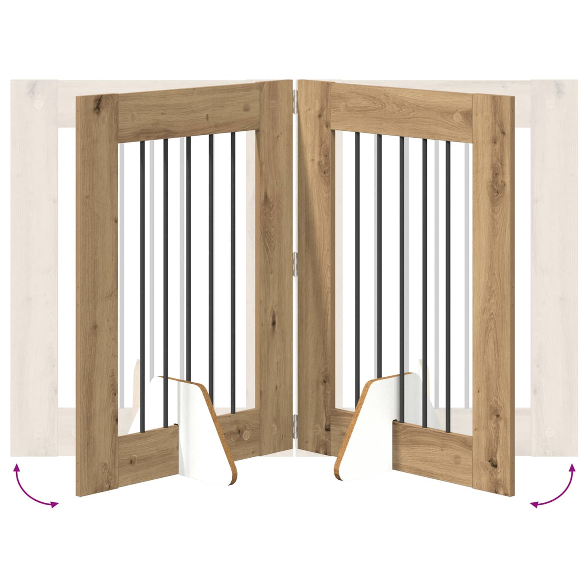 Dog Gate with Stands 6 pcs Artisan Oak 60 x 80 cm