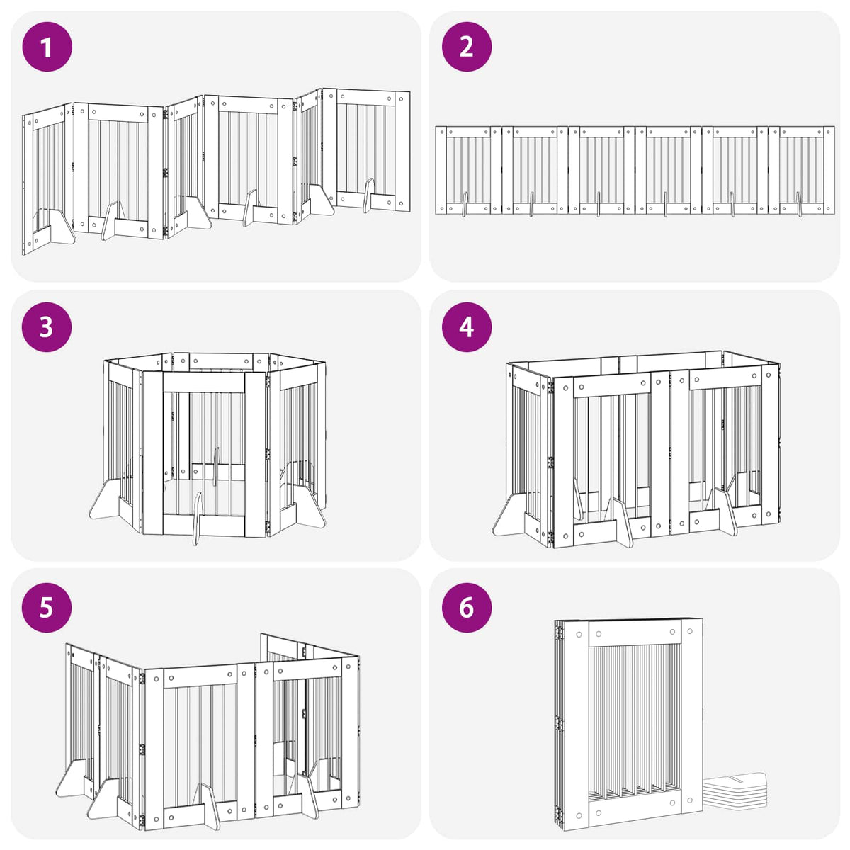 Foldable Dog Gate with Stands 6 pcs Artisan Oak 362 cm