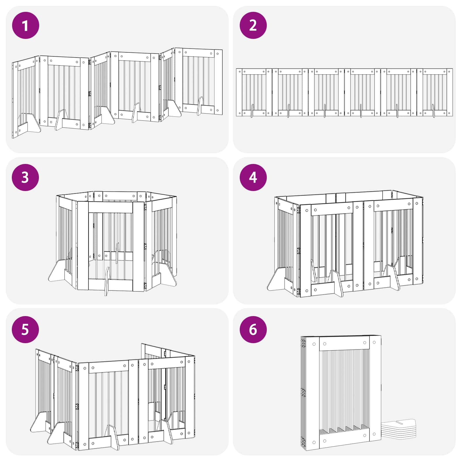 Foldable Dog Gate with Stands 6 pcs Artisan Oak 362 cm