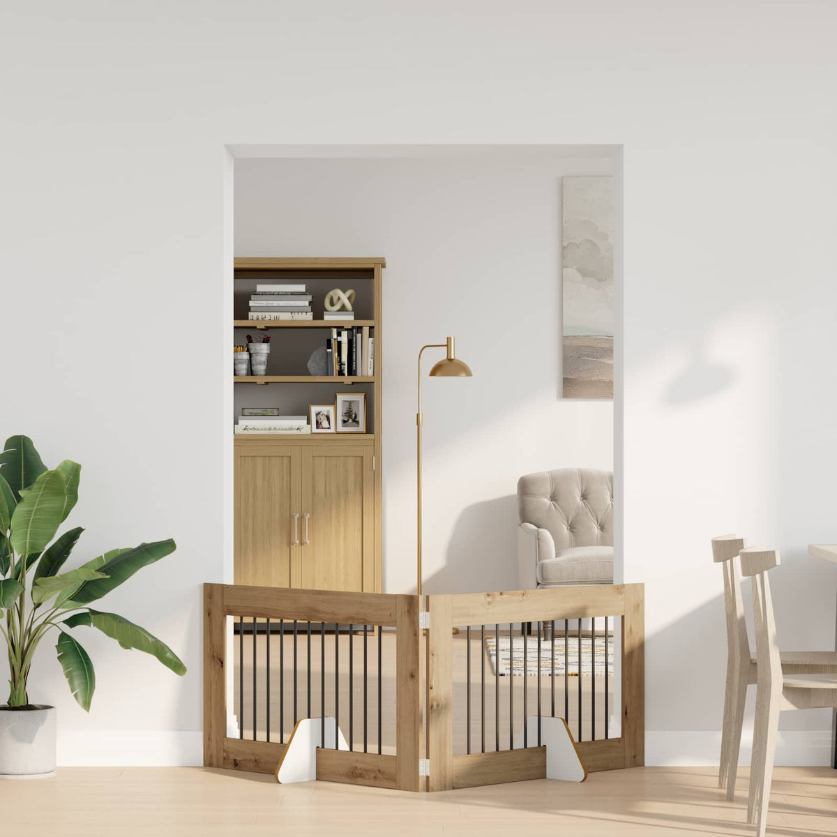 Dog Gate with Stands 2 pcs Artisan Oak 100 x 60 cm