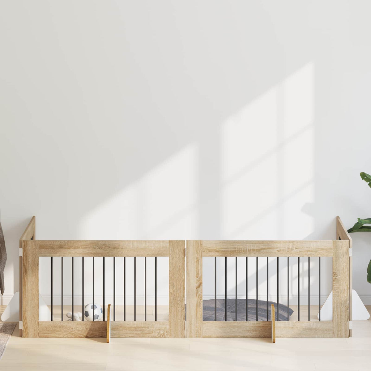 Dog Gate with Stands 4 pcs Sonoma Oak 100 x 60 cm