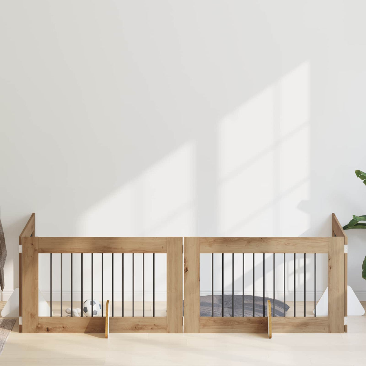 Dog Gate with Stands 4 pcs Artisan Oak 100 x 60 cm