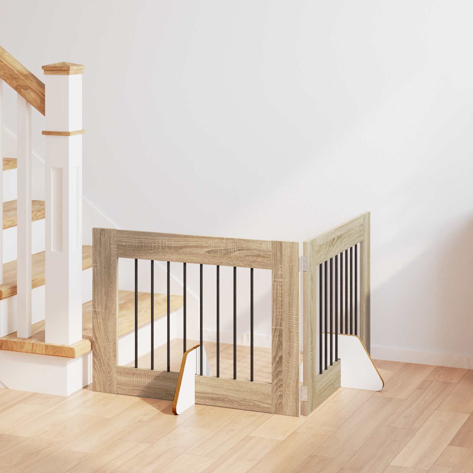 Dog Gate with Stands 2 pcs Sonoma Oak 80 x 60 cm
