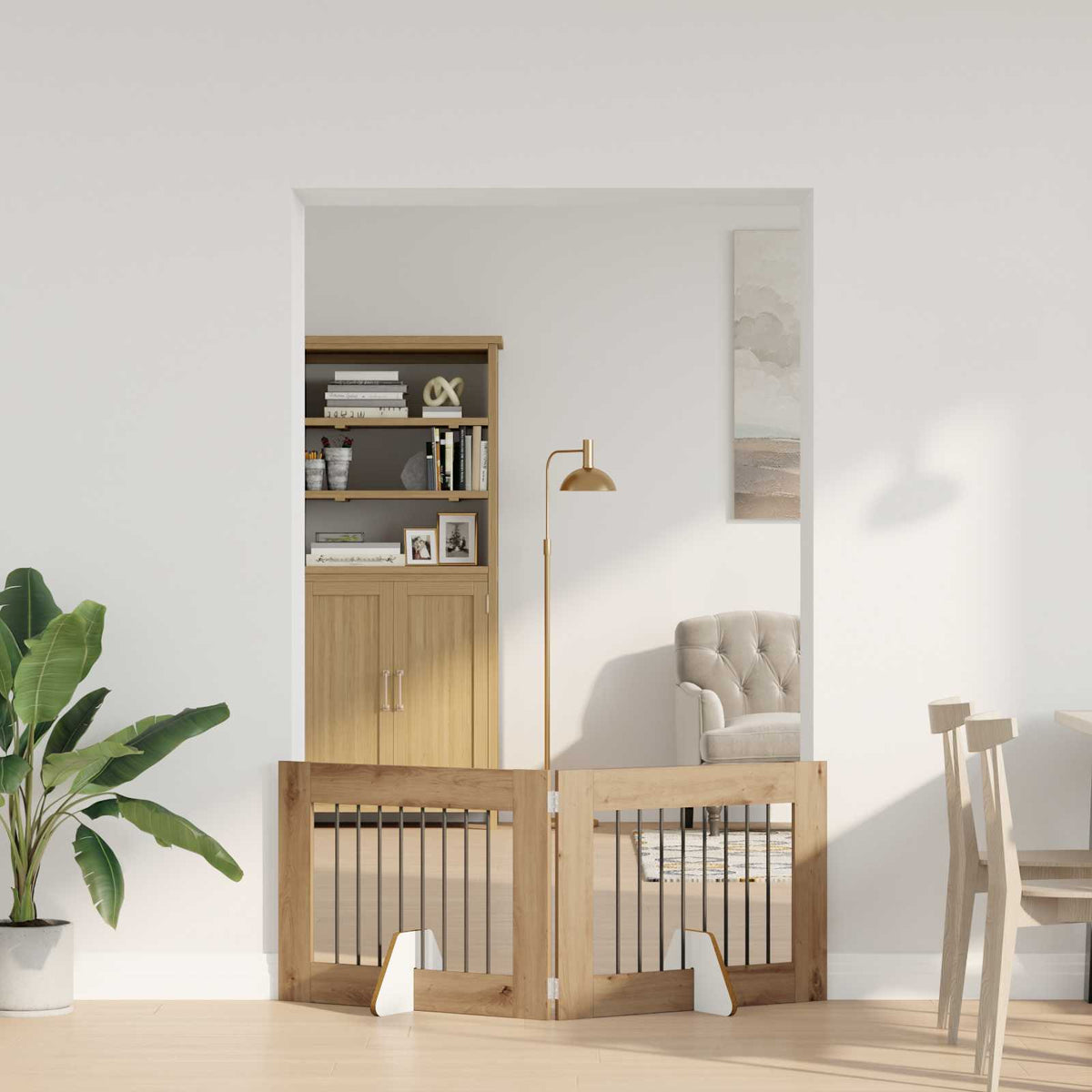 Dog Gate with Stands 2 pcs Artisan Oak 80 x 60 cm