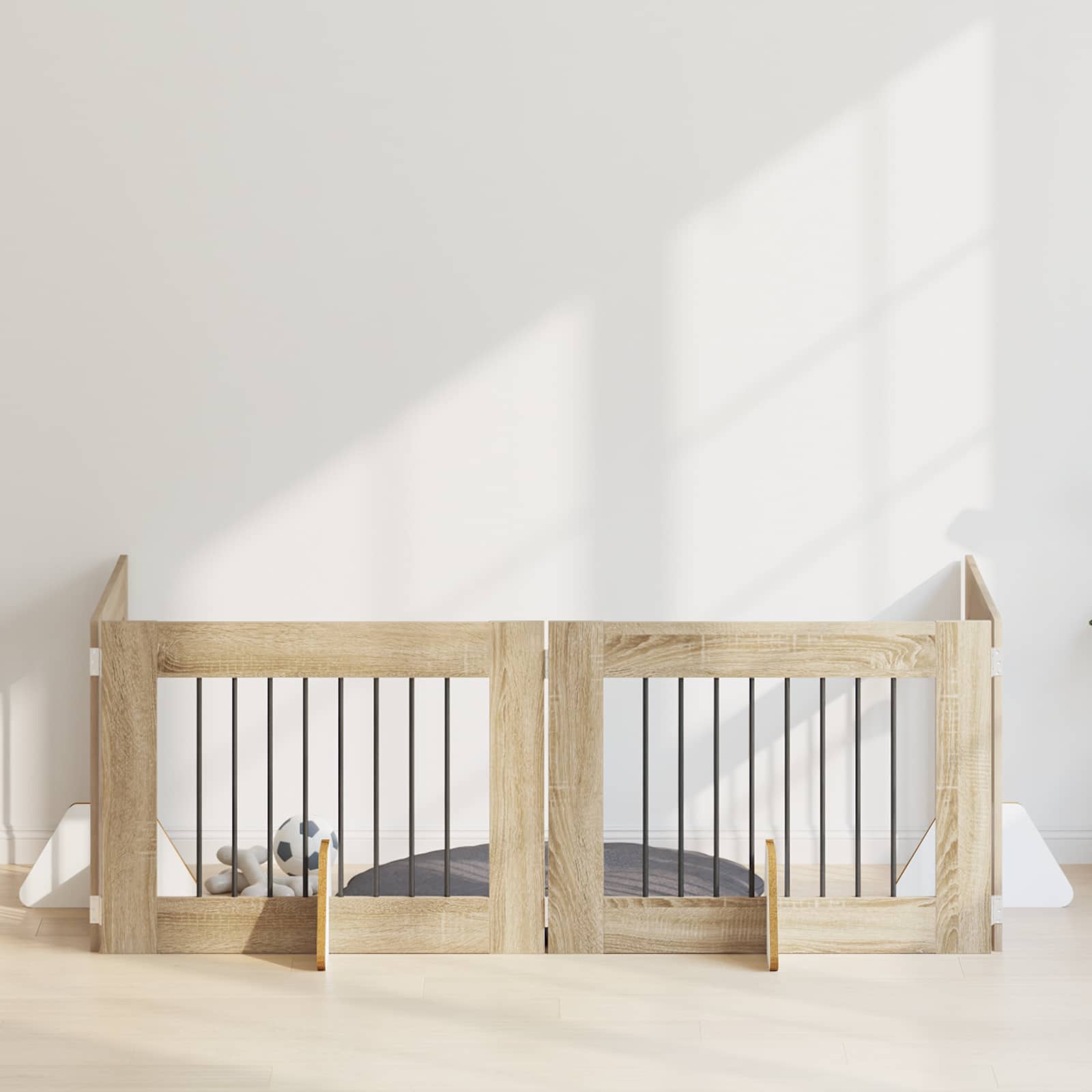 Dog Gate with Stands 4 pcs Sonoma Oak 80 x 60 cm