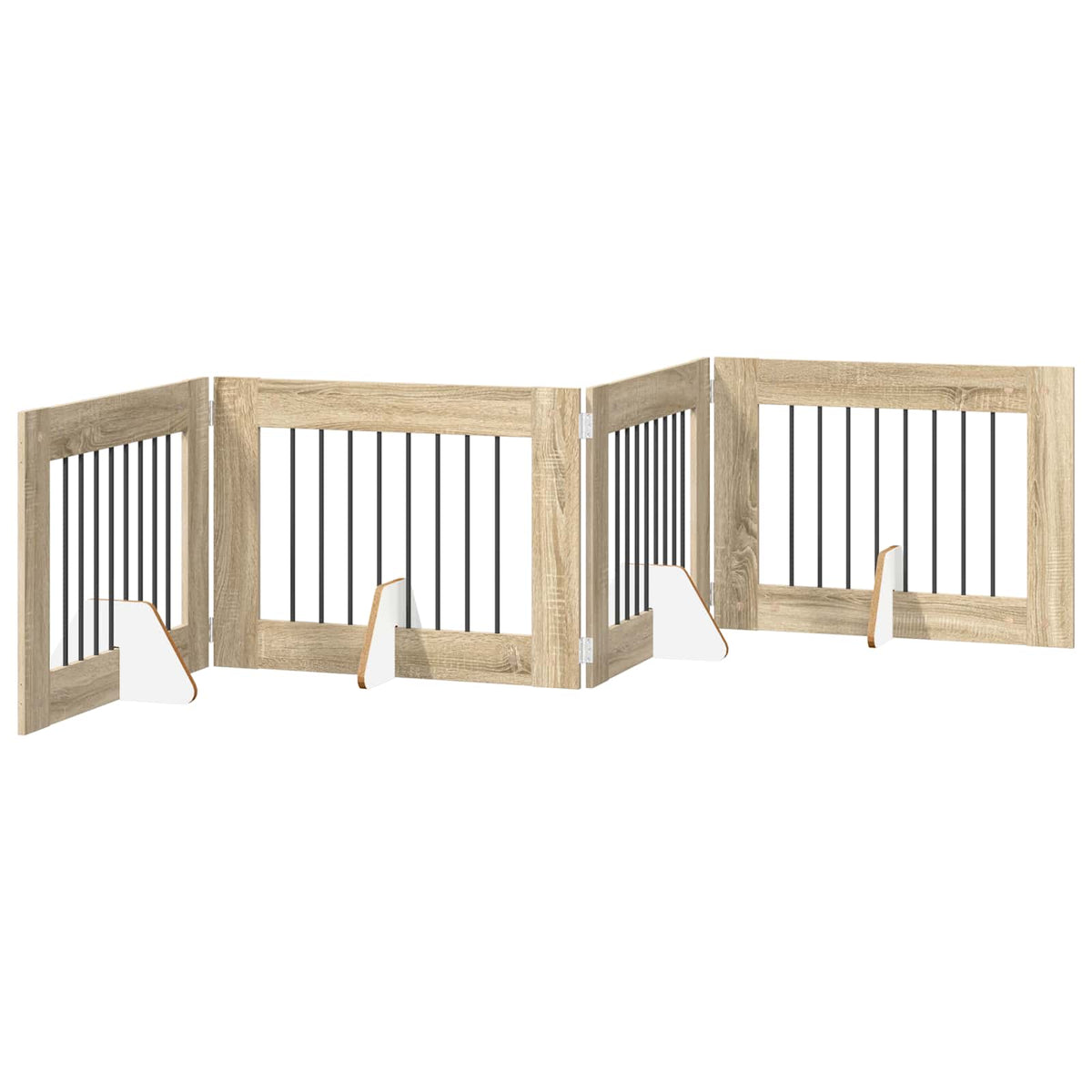 Dog Gate with Stands 4 pcs Sonoma Oak 80 x 60 cm