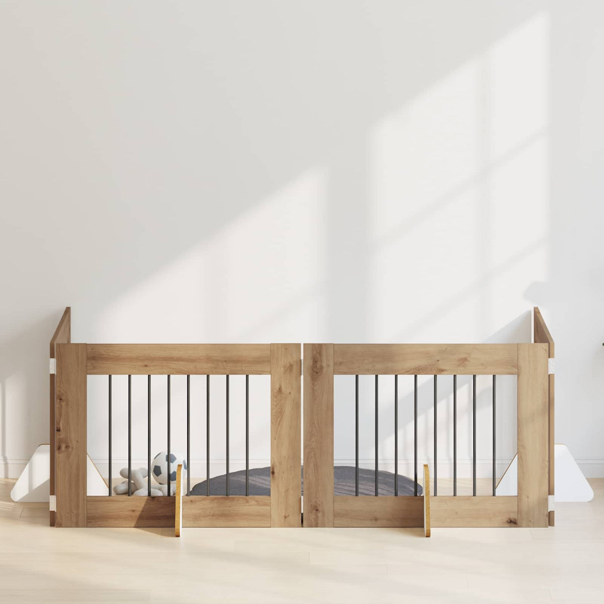 Dog Gate with Stands 4 pcs Artisan Oak 80 x 60 cm
