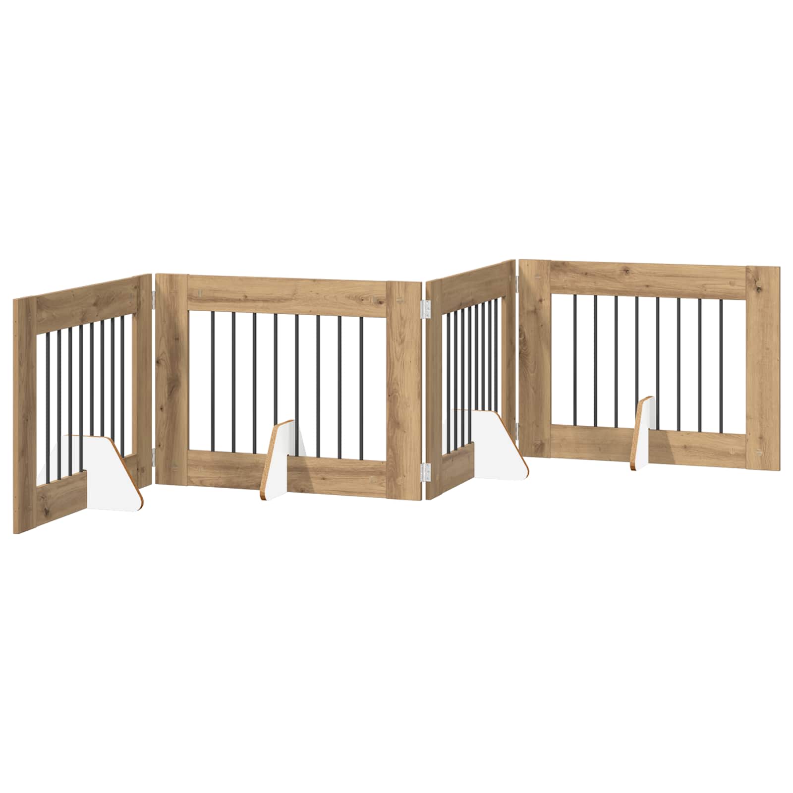Dog Gate with Stands 4 pcs Artisan Oak 80 x 60 cm