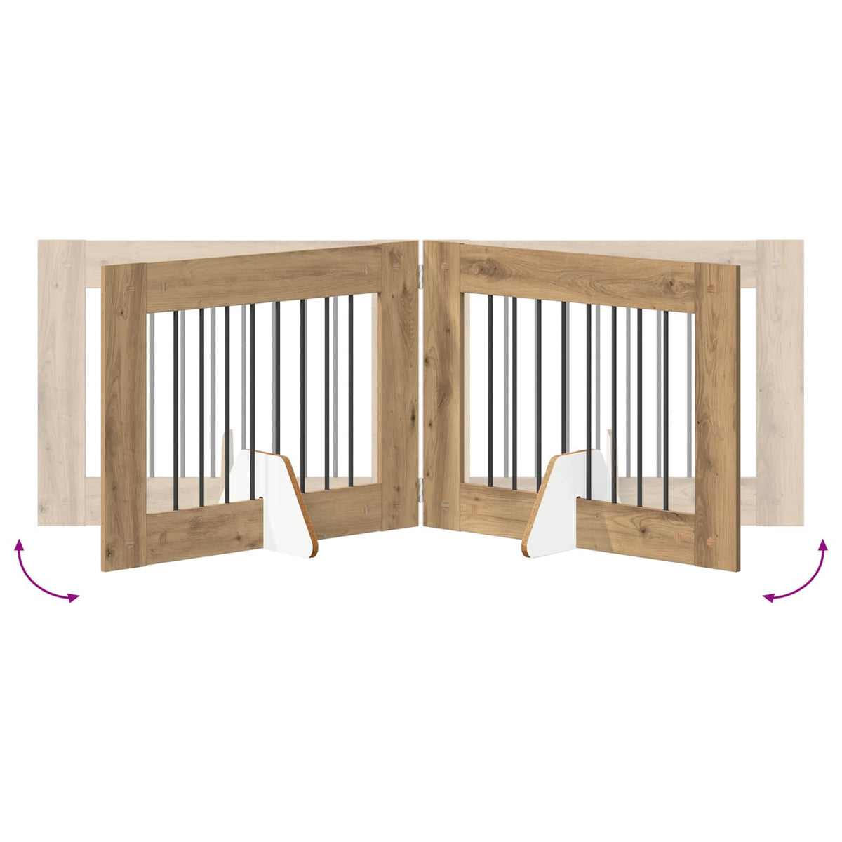 Dog Gate with Stands 4 pcs Artisan Oak 80 x 60 cm