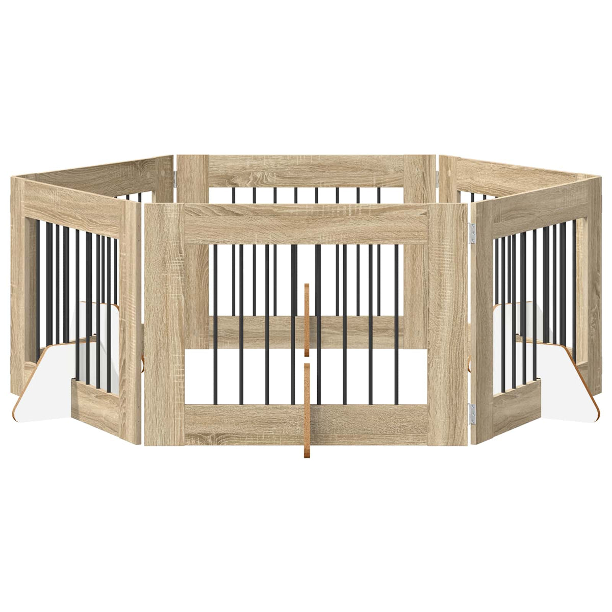 Dog Gate with Stands 6 pcs Sonoma Oak 80 x 60 cm