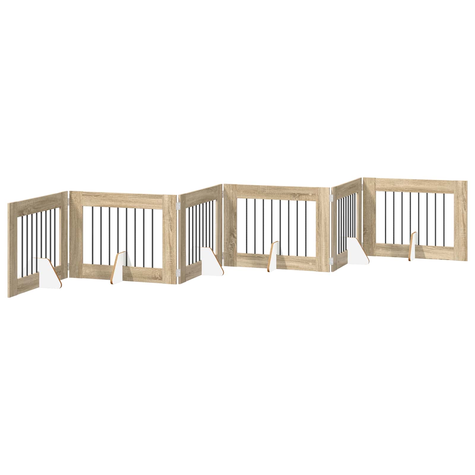Dog Gate with Stands 6 pcs Sonoma Oak 80 x 60 cm