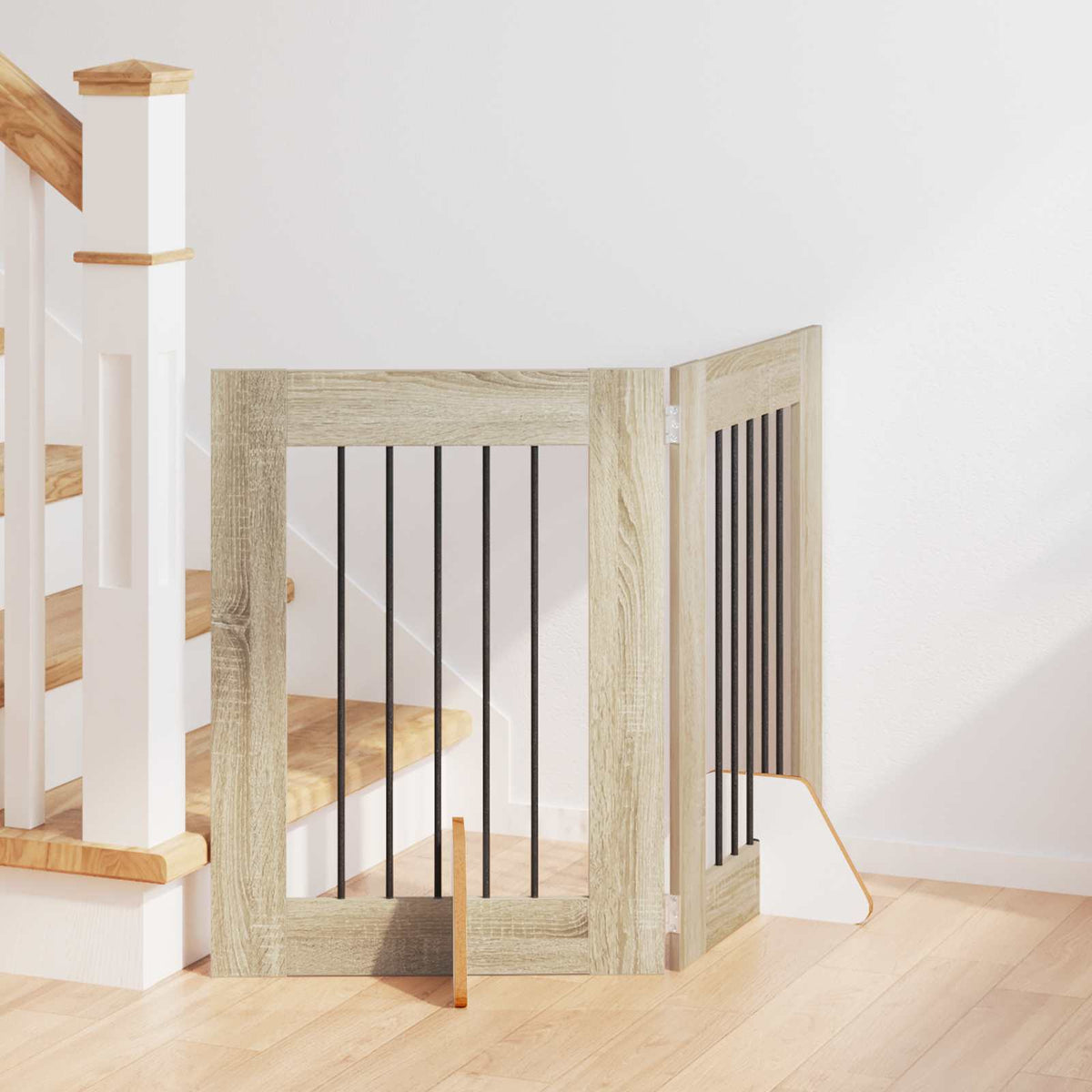 Dog Gate with Stands 2 pcs Sonoma Oak 60 x 60 cm