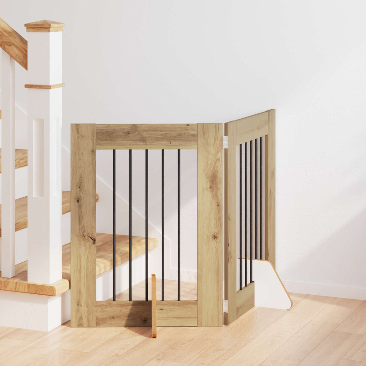 Dog Gate with Stands 2 pcs Artisan Oak 60 x 60 cm