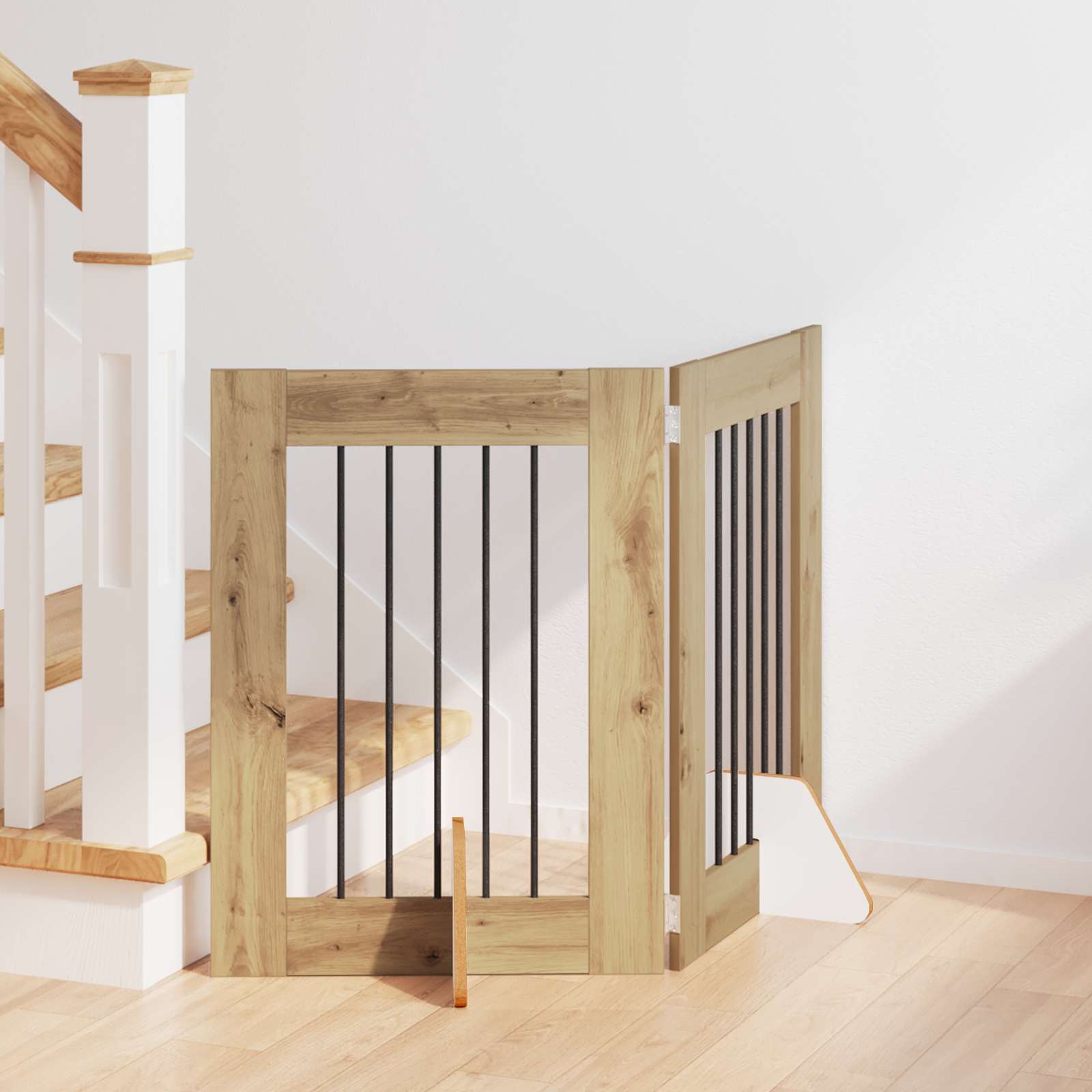Dog Gate with Stands 2 pcs Artisan Oak 60 x 60 cm