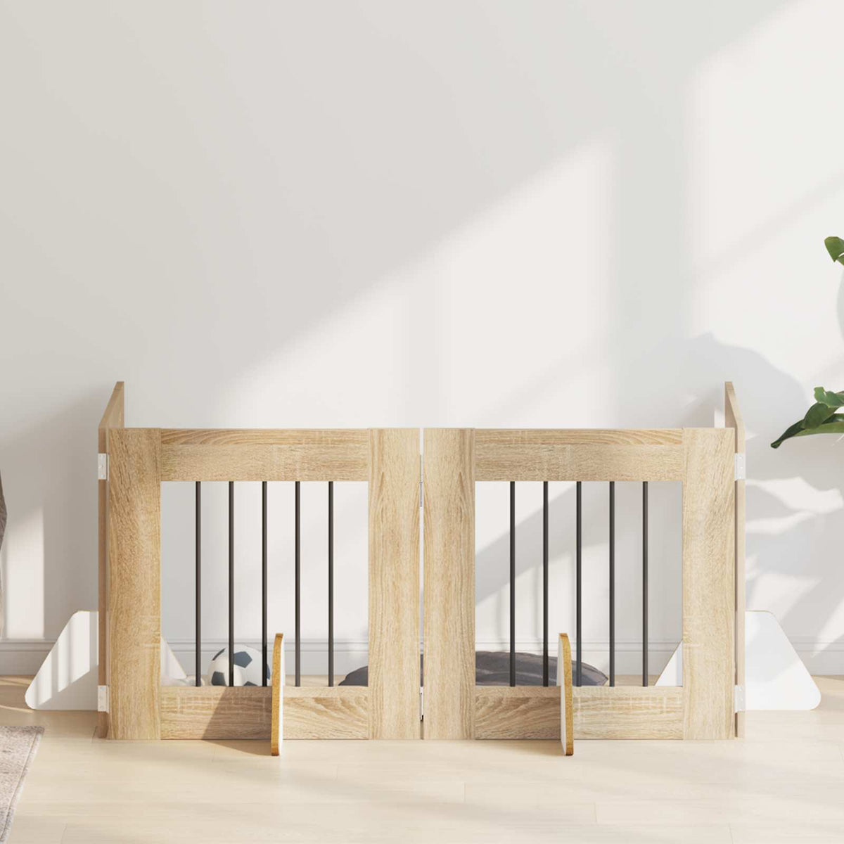 Dog Gate with Stands 4 pcs Sonoma Oak 60 x 60 cm