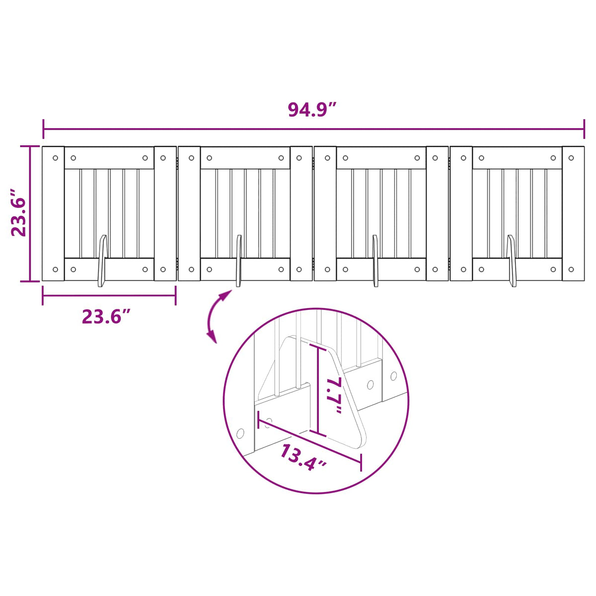 Foldable Dog Gate with Stands 4 pcs Sonoma Oak 241 cm
