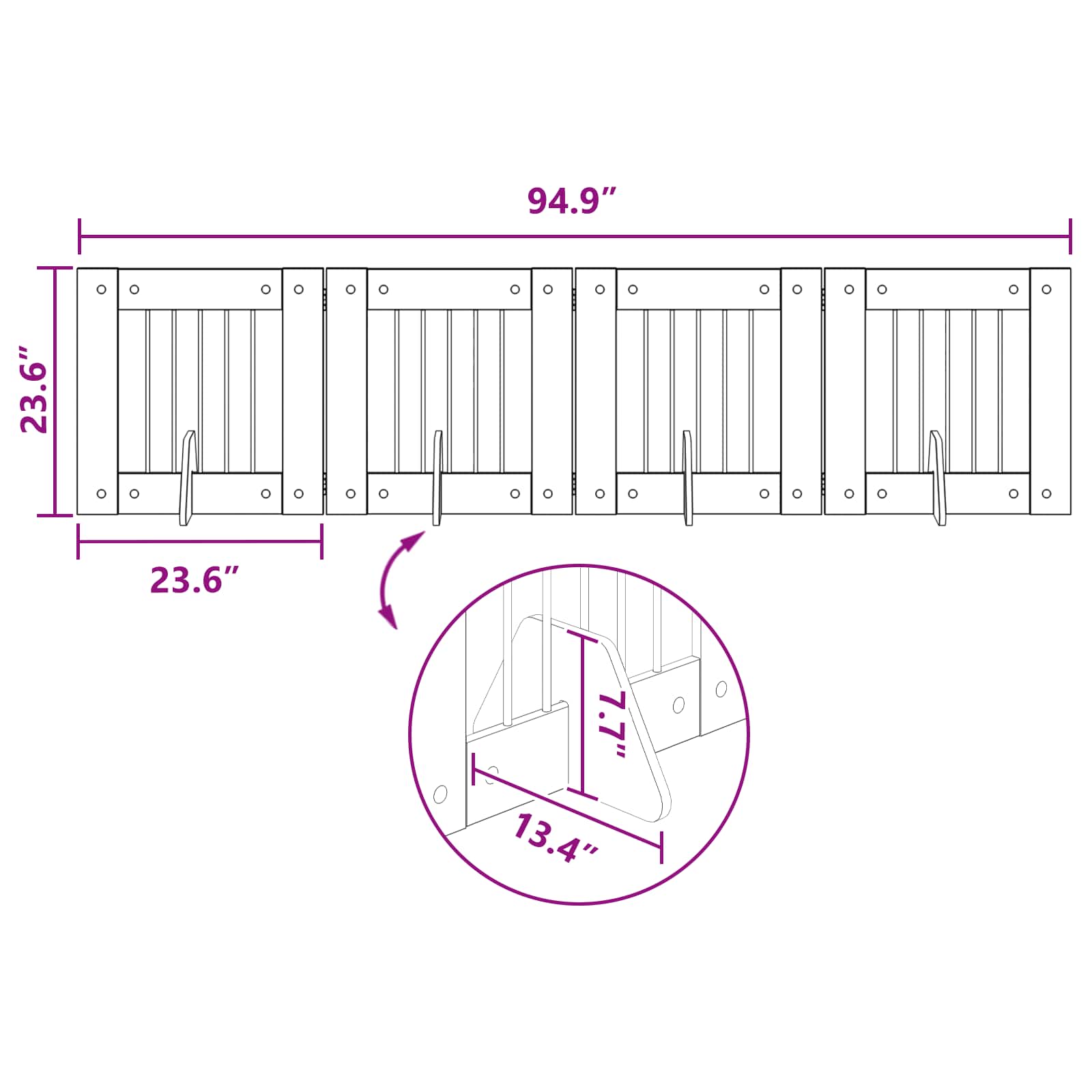 Foldable Dog Gate with Stands 4 pcs Sonoma Oak 241 cm