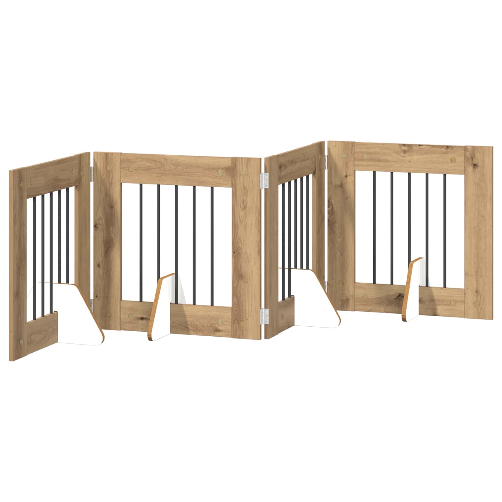 Dog Gate with Stands 4 pcs Artisan Oak 60 x 60 cm