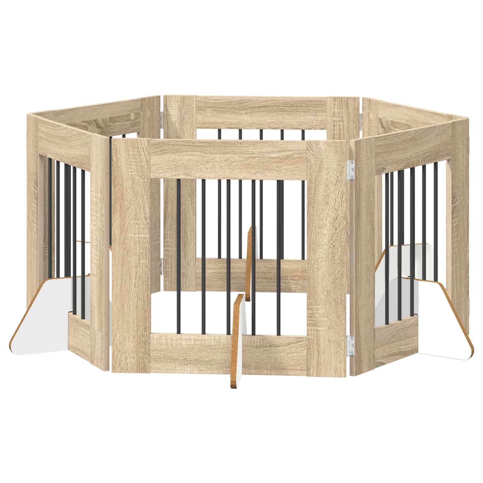 Dog Gate with Stands 6 pcs Sonoma Oak 60 x 60 cm