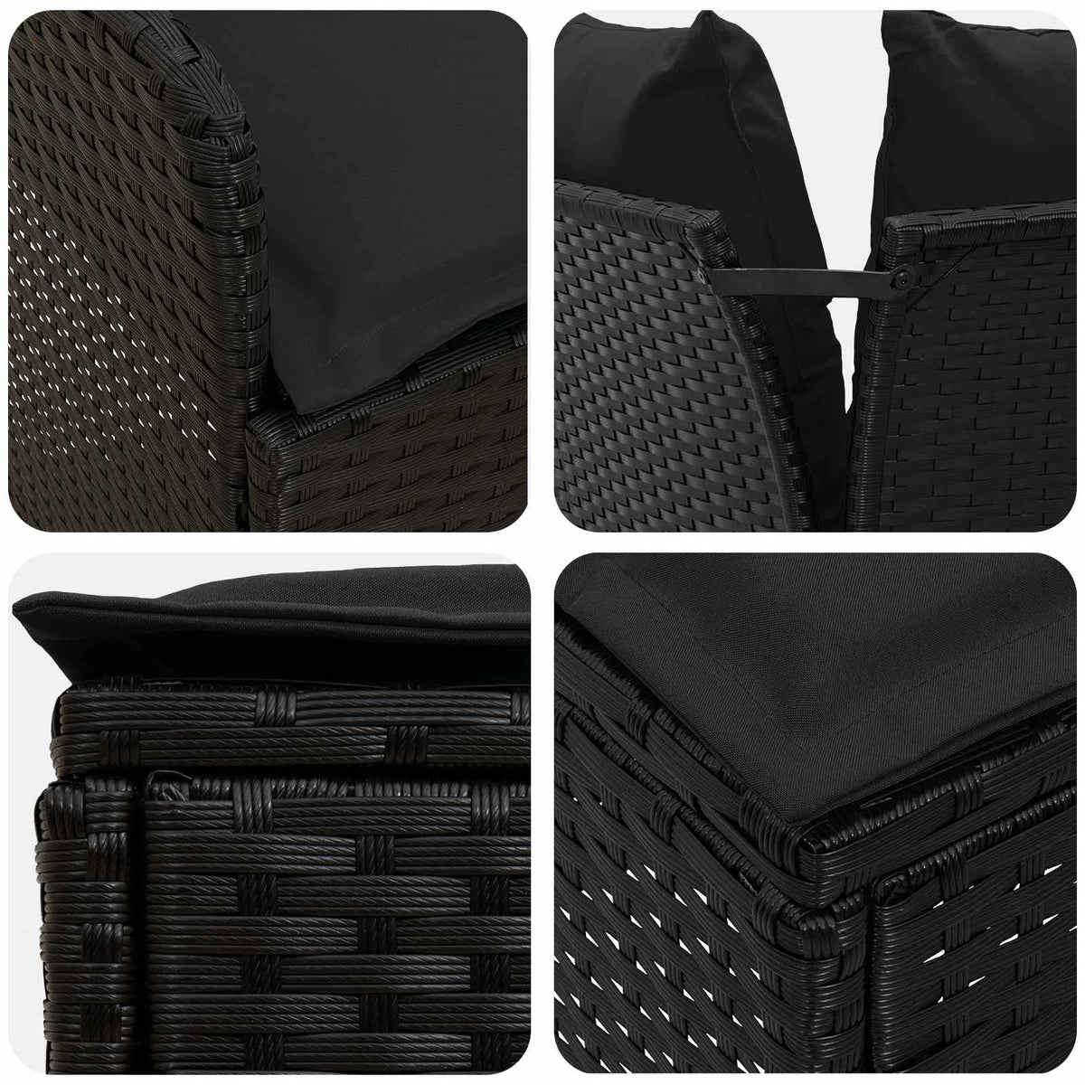 Garden Armrest Sofa with Corner Sofa 2 Piece Black PE Rattan