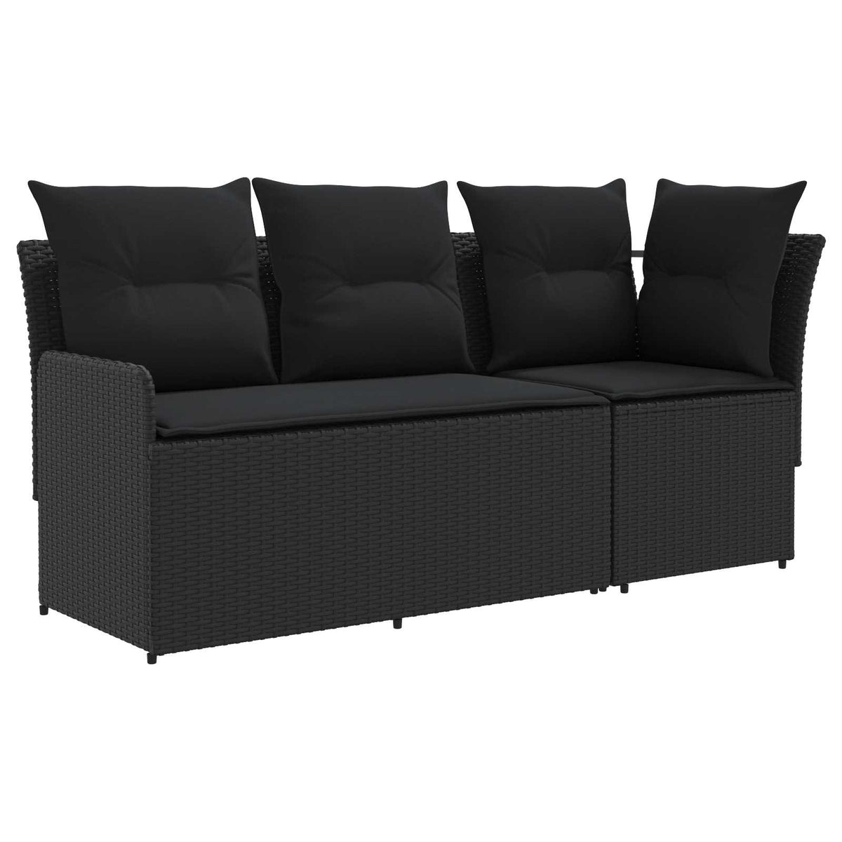 Garden Armrest Sofa with Corner Sofa 2 Piece Black PE Rattan