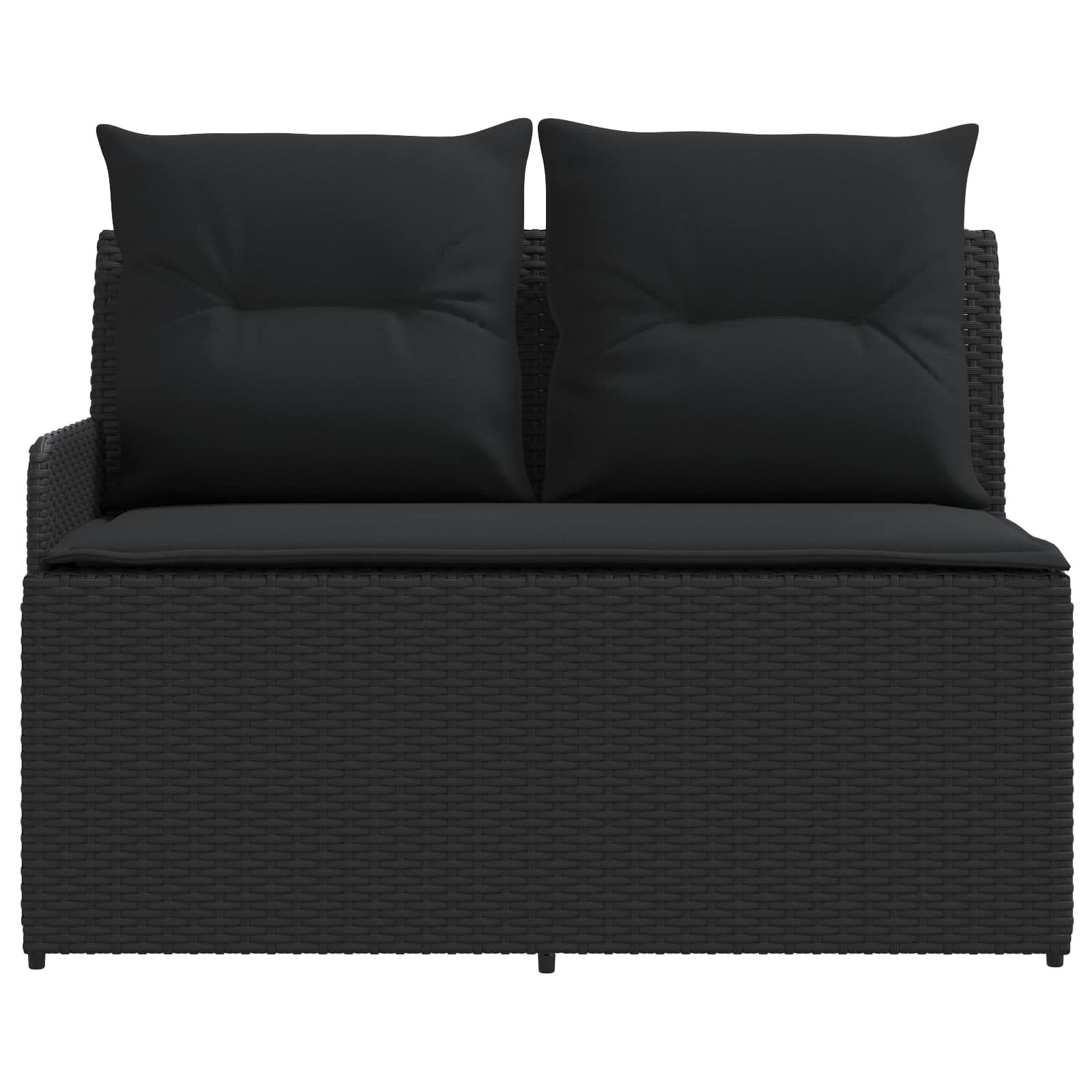Garden Armrest Sofa with Corner Sofa 2 Piece Black PE Rattan