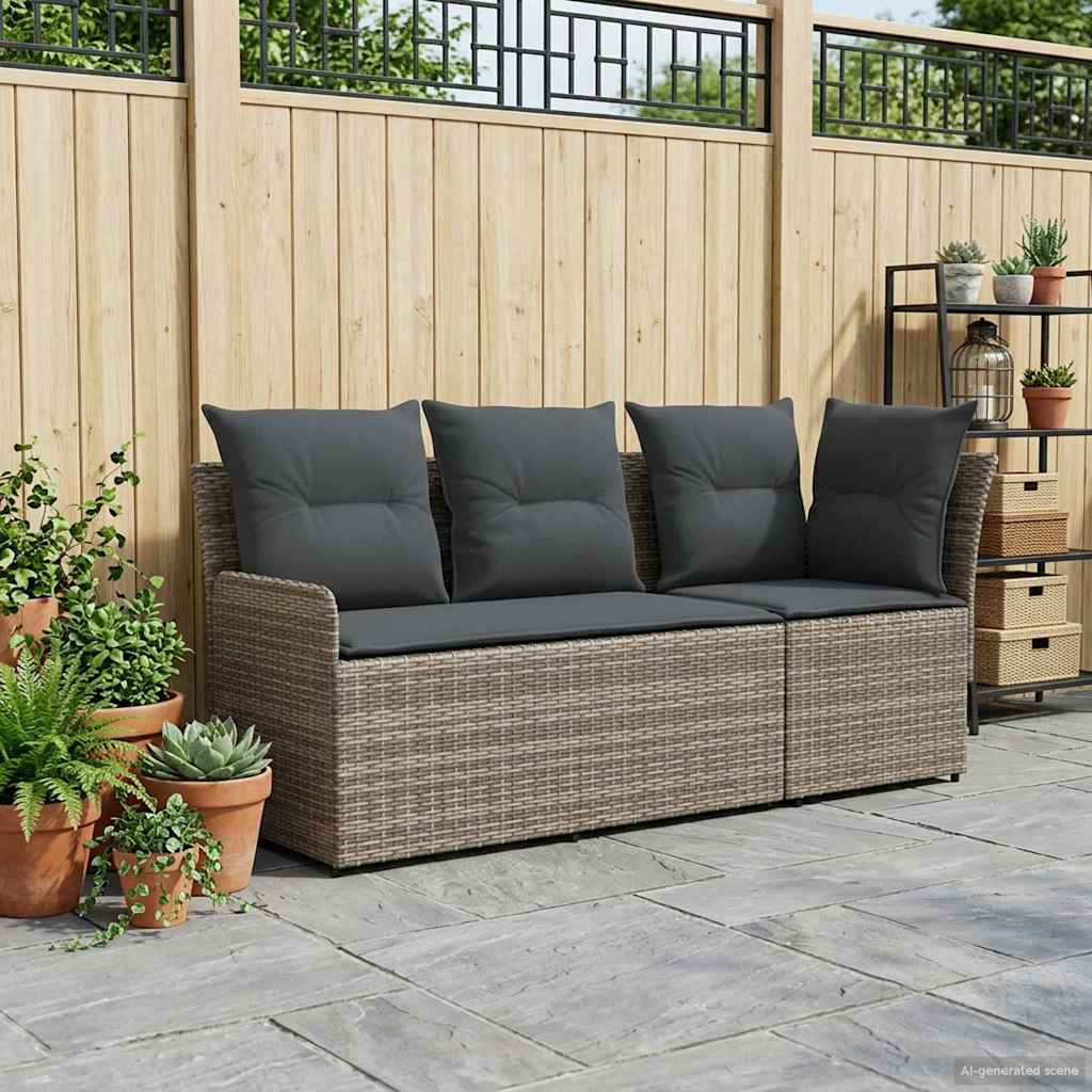 Garden Armrest Sofa with Corner Sofa 2 Piece Grey and Dark Grey