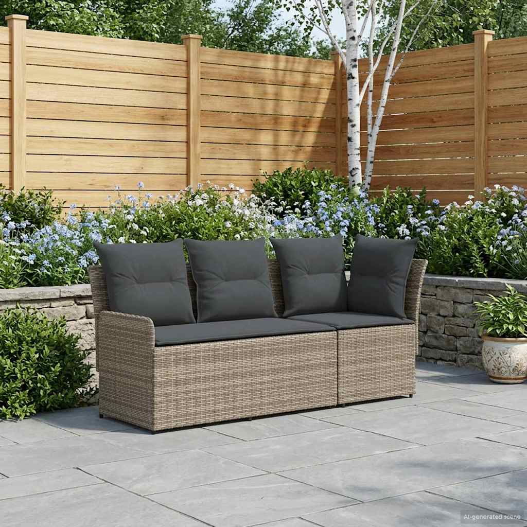 Garden Armrest Sofa with Corner Sofa 2 Piece Grey and Dark Grey