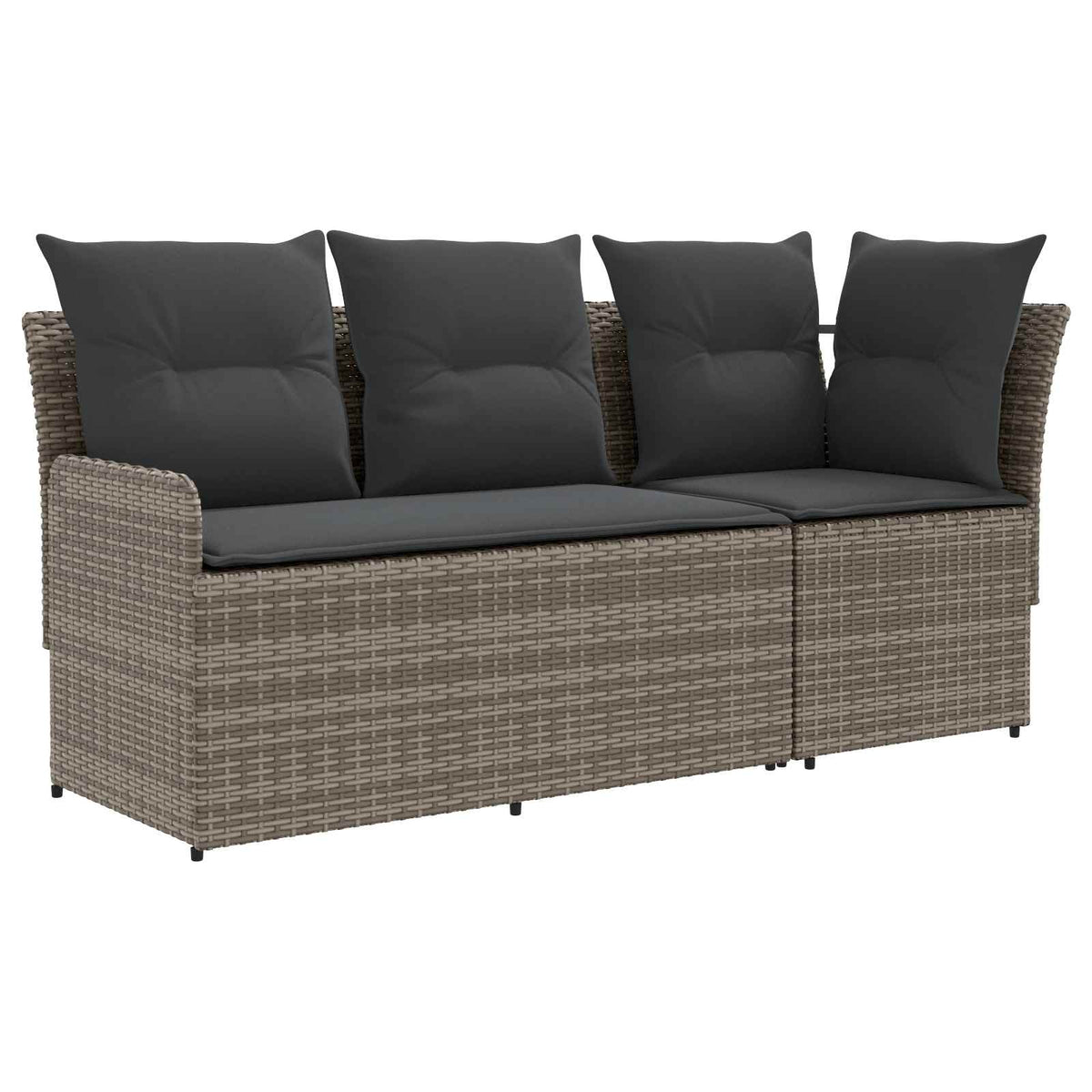 Garden Armrest Sofa with Corner Sofa 2 Piece Grey and Dark Grey