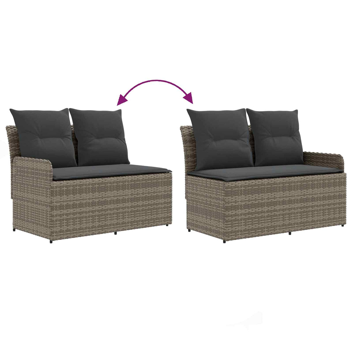 Garden Armrest Sofa with Corner Sofa 2 Piece Grey and Dark Grey