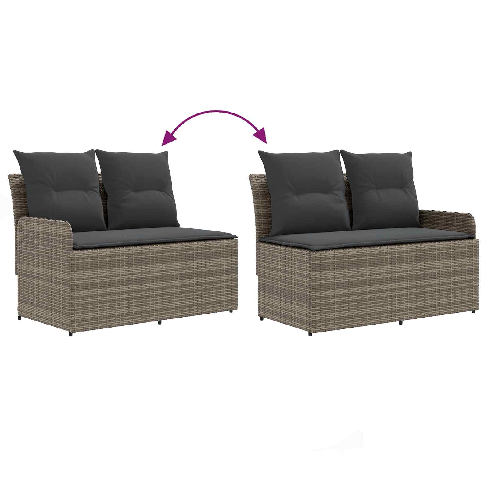 Garden Armrest Sofa with Corner Sofa 2 Piece Grey and Dark Grey