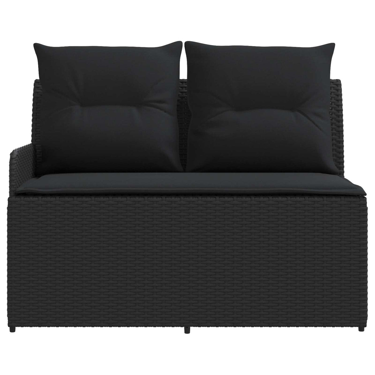 Garden Armrest Sofa with Liftup Table 2 Piece Black PE Rattan