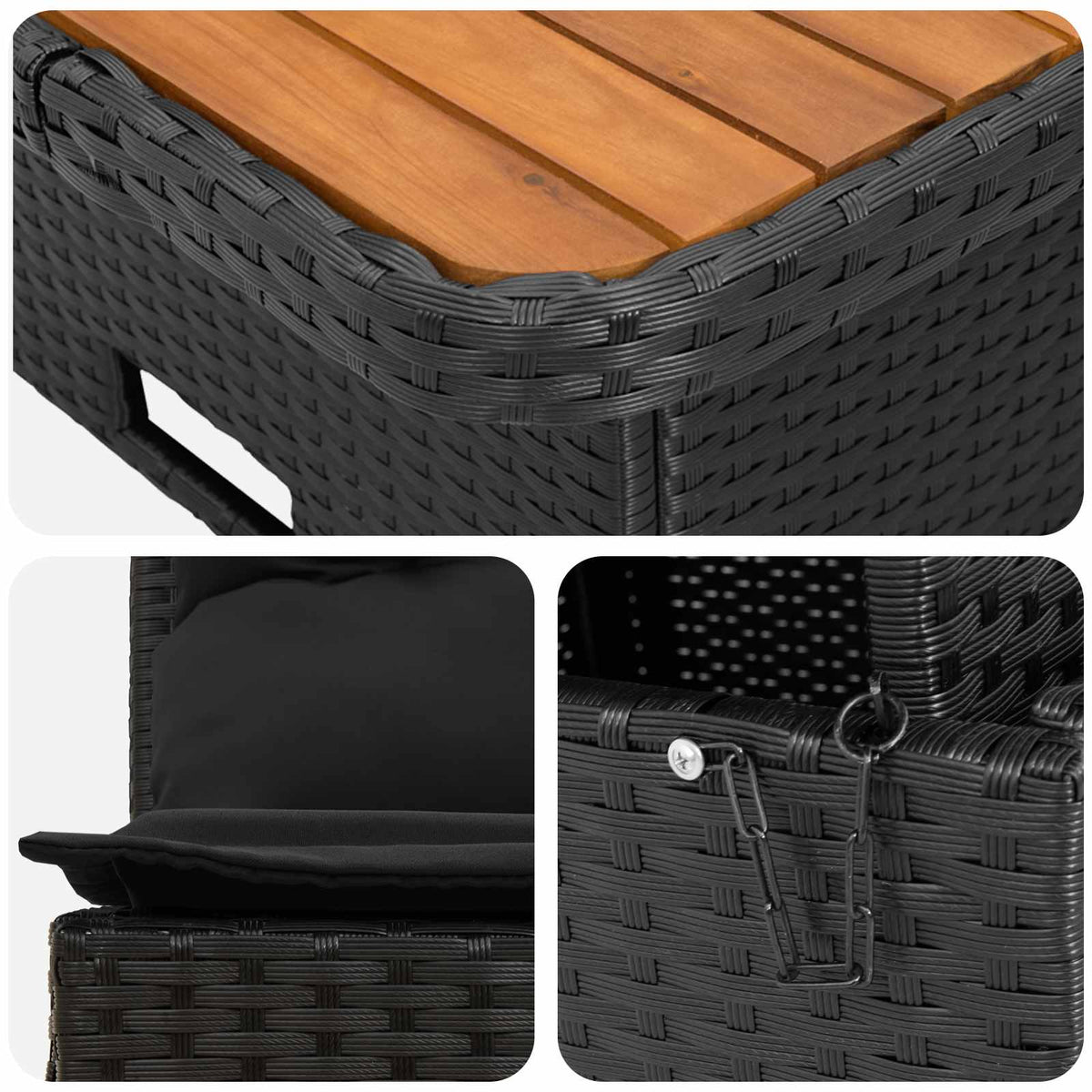 2 Piece Garden middle sofa with lift-up table Poly Rattan Black