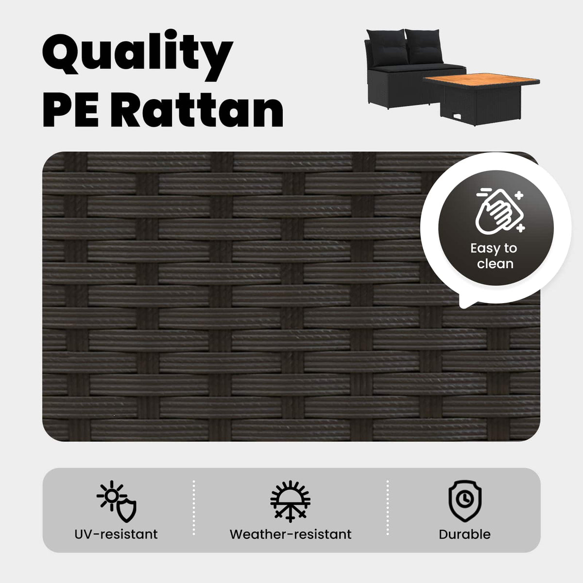 2 Piece Garden middle sofa with lift-up table Poly Rattan Black