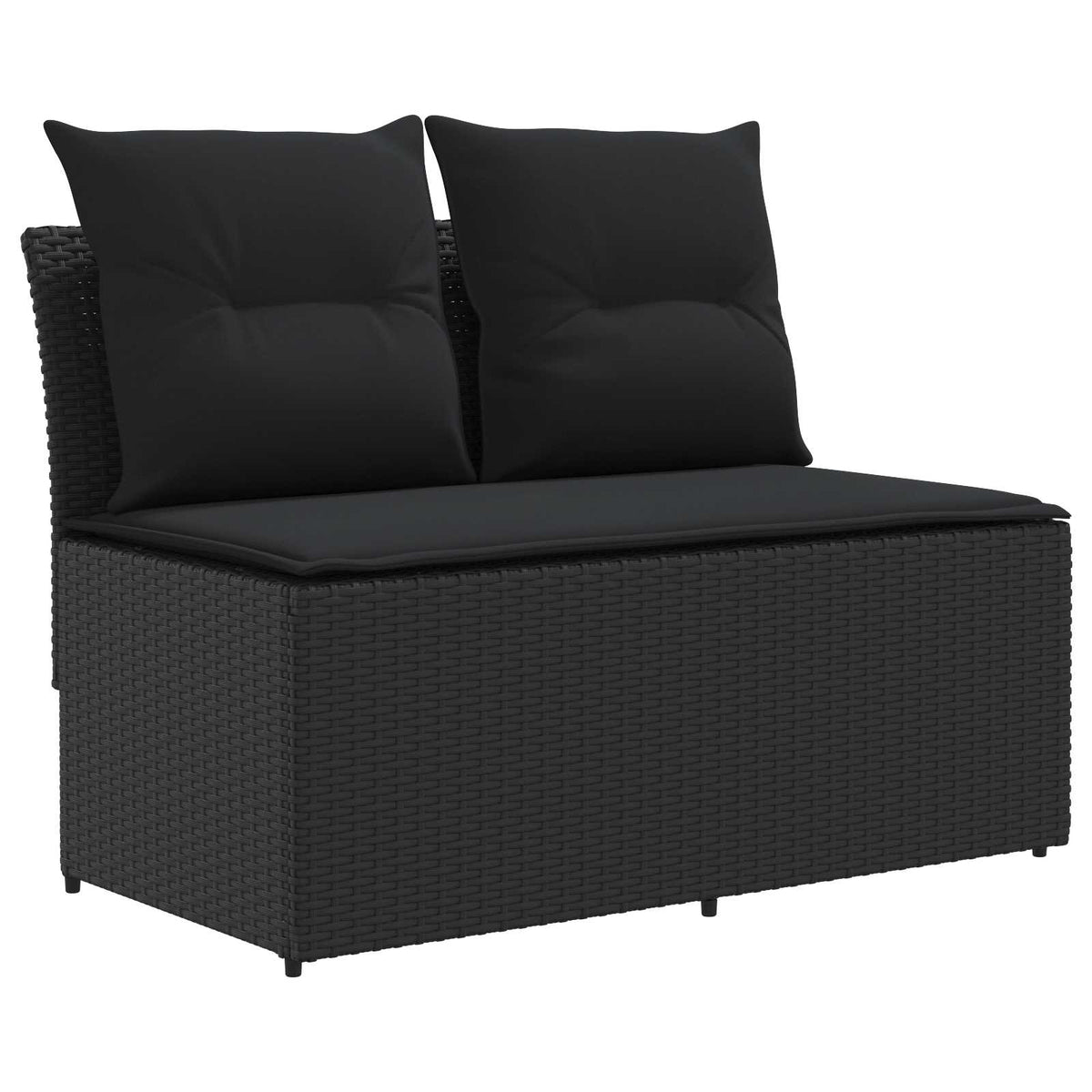 2 Piece Garden middle sofa with lift-up table Poly Rattan Black
