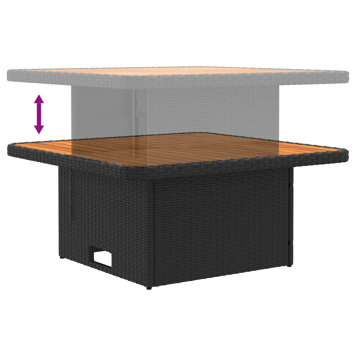 2 Piece Garden middle sofa with lift-up table Poly Rattan Black